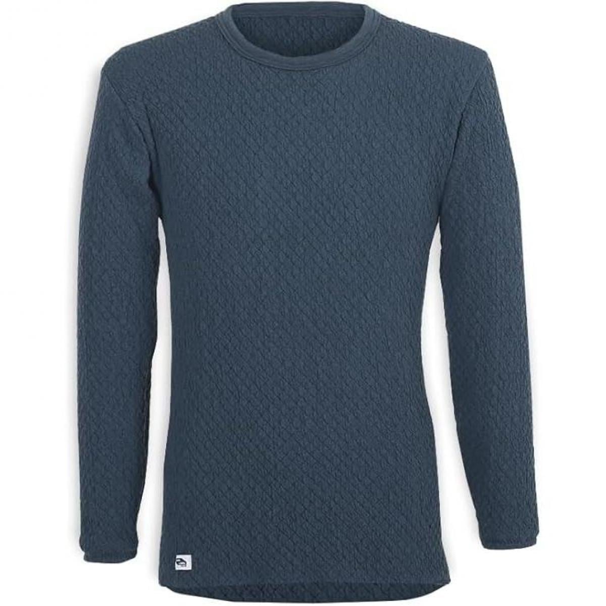 【在庫有・即納】ひだまり チョモランマ 紳士長袖丸首シャツ QMS922 ネイビー Lサイズ アンダーウェア 肌着 インナー 紳士