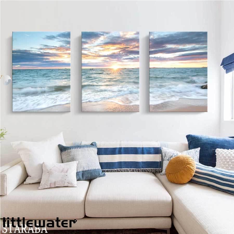 風景 朝焼け 海 インテリア ３枚 オシャレ アートフレーム 壁掛け アート リビング プ