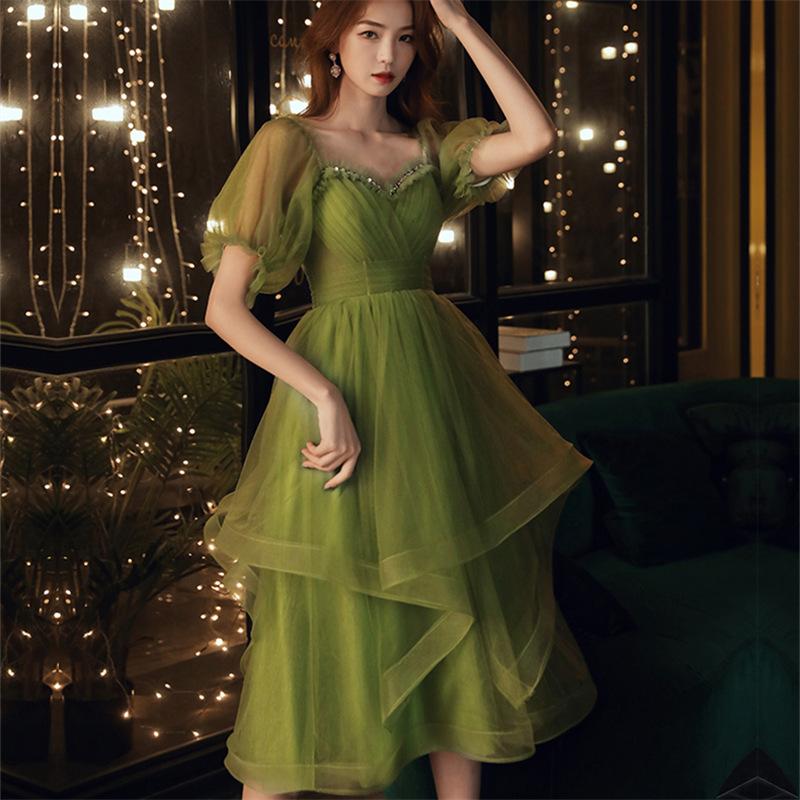 ナイトドレス レディース ロングドレス パーティー カラードレス イブニング ワンピース イベント 公演 プリンセス 洋服 緑 ウェディング 発表会 舞台衣装 姫系