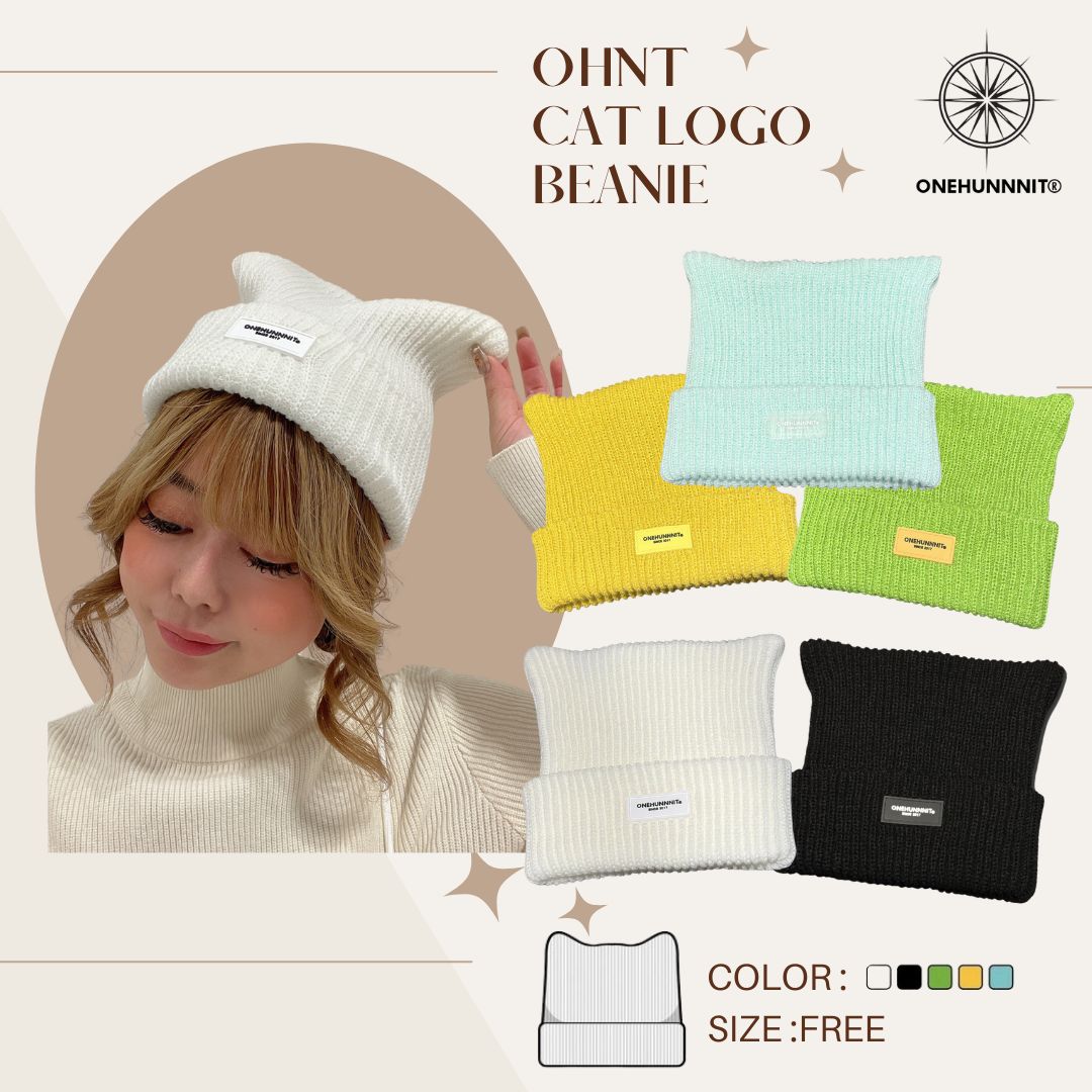 猫耳が可愛い！猫耳 ニット帽 [ONEHUNNNIT-ワンハネット] OHNT CAT LOGO BEANIE