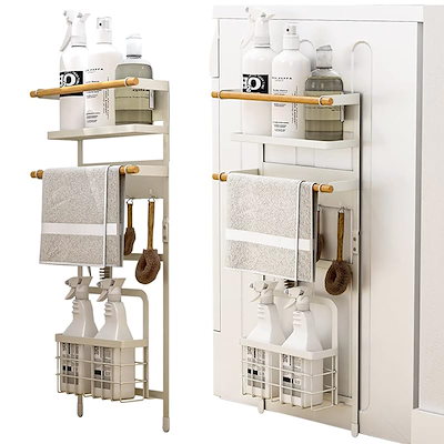 他サイト： SEISSO洗濯機収納ラック マグネットラック ランドリー収納 取付簡単 洗濯機サイドラック キャビネットラックの商品画像