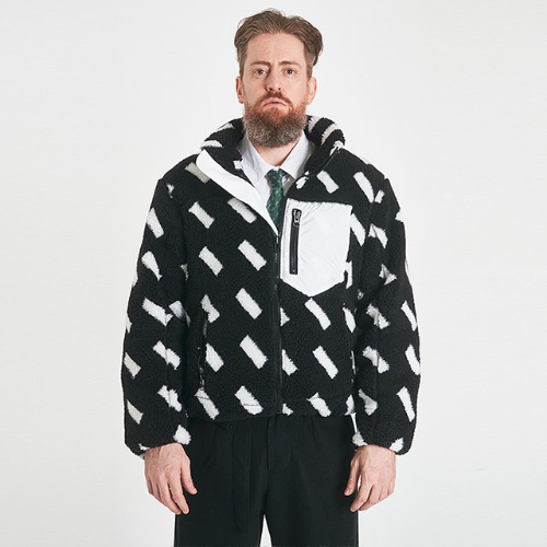 [送料無料]スミスアもー 蛍光パターンボアフリートジャケットブラック