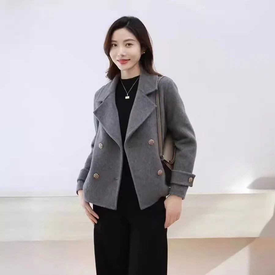 秋冬新作両面ウールツイードファッション多用途スモールコートトップスブレザー女性