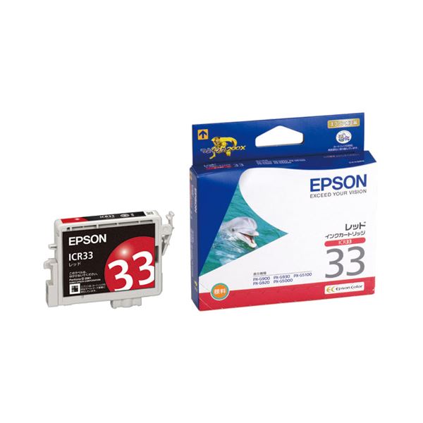 （まとめ） エプソン EPSON インクカートリッジ レッド ICR33 1個 (×4セット)