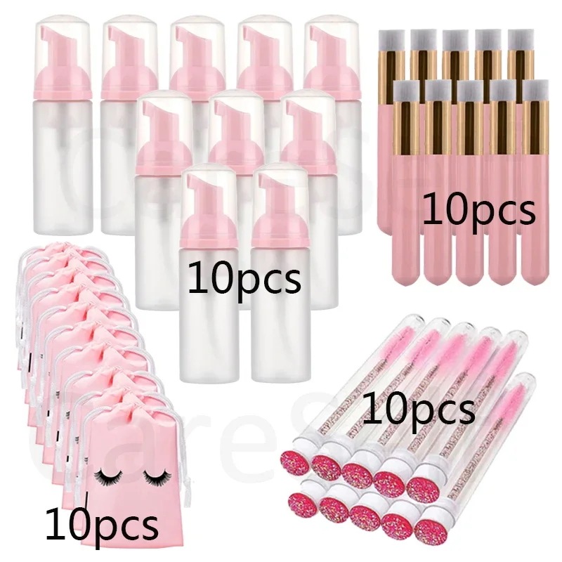 40本の泡ボトルのセット,空のつけまつげ,シャンプー,ダイヤモンド,石鹸ポンプディスペンサー,まつげスティック,makeu