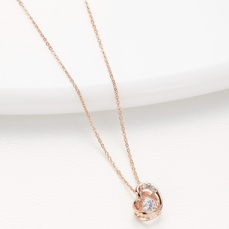 ネックレス レディース シルバー925製 ピンクゴールド キュービックジルコニア オープンハート 8,580円