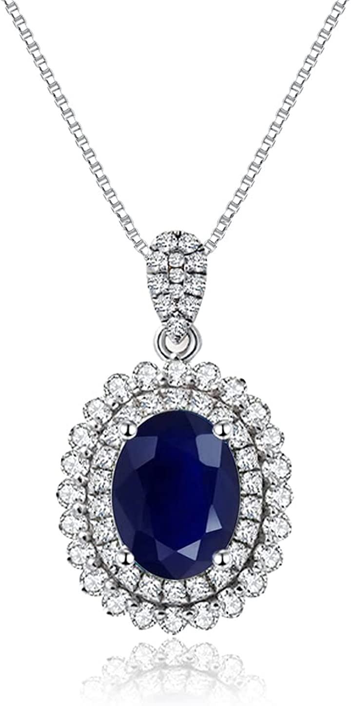 人工石 シルバー925 ネックレス ペンダント レディース(ブルーサファイア) 5,551円