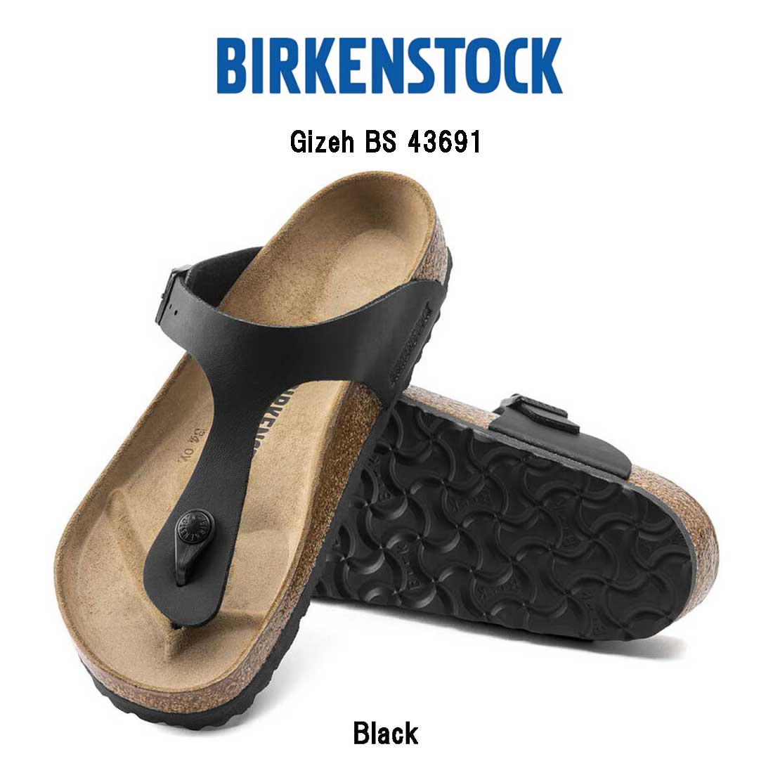 BIRKENSTOCK ギゼ サンダル ビルコフロー レギュラー トング Black ブラック 黒 ユニセックス メンズ レディース ビルケン Gizeh 43691