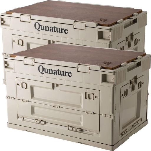 Qunature 収納ボックス 折り畳み キャンプ アウトドア用ボックス 収納 蓋付き 5面開き 全方向から取り出せる 大容量 収納ケース 強い耐荷重 積み重ね 組立簡単 アウトドア キャンプサイト