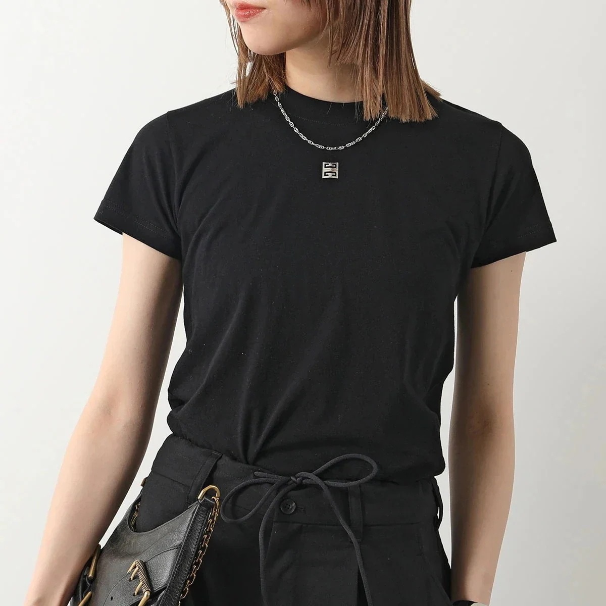 GIVENCHY ジバンシィ Tシャツ BW70DS3YJ2 レディース 半袖 カットソー クルーネック コットン 4G 001/BLACK 19,065円