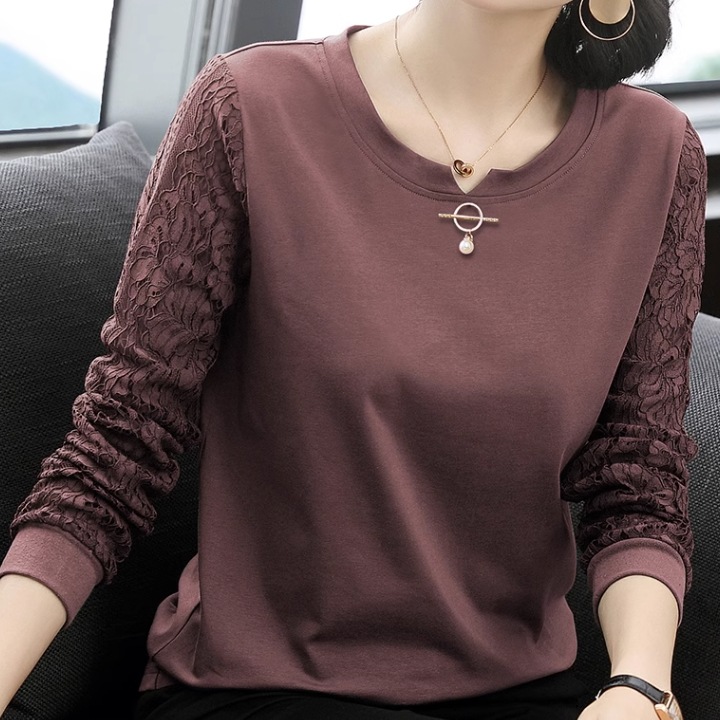 トップス ニットソー 袖あり 長袖 ラウンドネック 襟なし 綿 かわいい 大人可愛い シンプル 大人 上品 おしゃれ お洒落 レトロ アジアン エスニック 大人女子 無地 柄 花柄 春 秋 20代