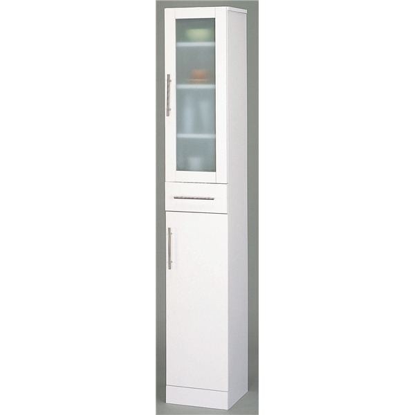 ガラス扉食器棚/キッチン収納 (スリムタイプ 幅30cm) ミストガラス使用 『カトレア』 大容量 (組立)