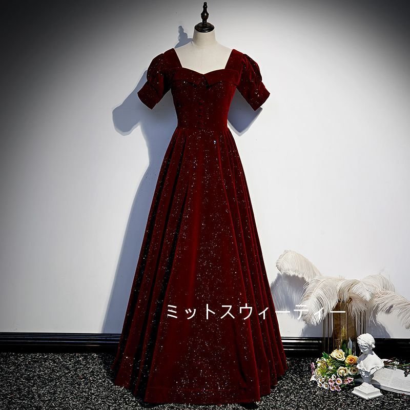 カラードレス Aラインドレス ロング 奏会 結婚式 イブニングドレス 二次会 フォーマルドレス 花嫁