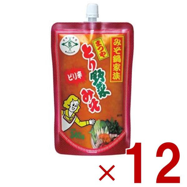 まつや ピリ辛 とり野菜みそ とり野菜味噌 とり野菜 味噌 とりやさいみそ 鍋の素 鍋スープ 500g 12個