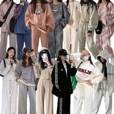 【急速発送】トレーナー秋服 パーカー スポーツウェア スウェット 韓国 短袖+ズボン セットアップ 韓国ジャージ