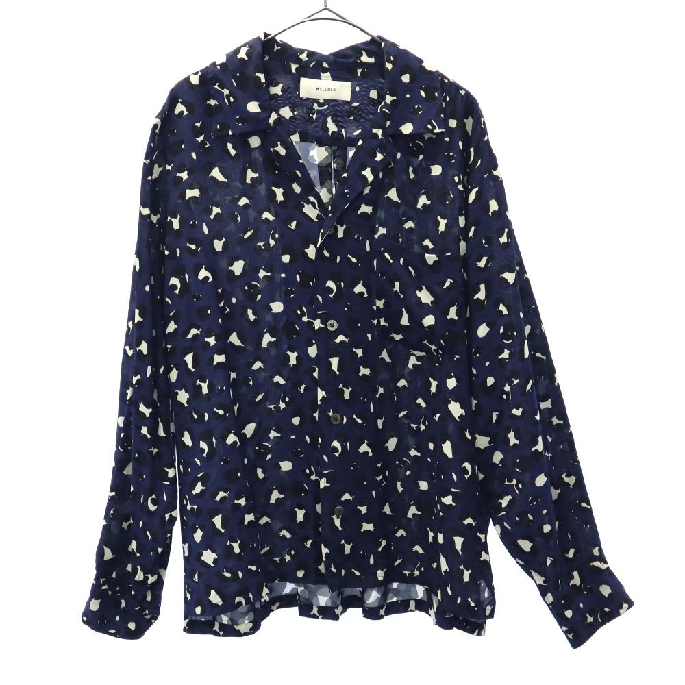 19ss 総柄 長袖 オープンカラーシャツ 3 ネイビー メンズ