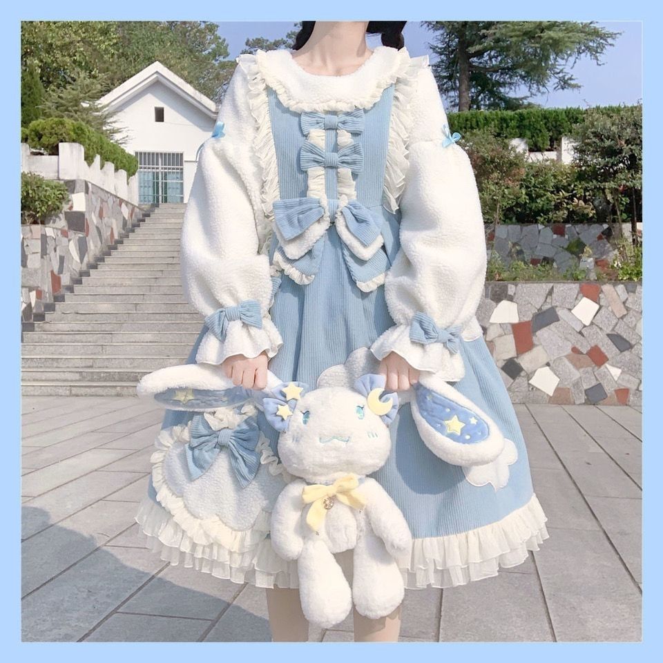 秋冬風 厚手暖かい ロリィタ ワンピース 雲が晴れると可愛い冬 P Jsk タイプ