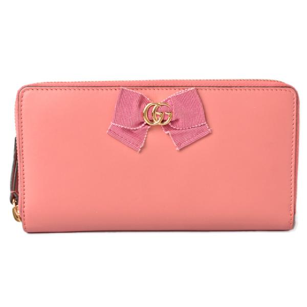 財布 GUCCI 長財布/ラウンドファスナー GGマーモント/リボン ピンク 435819 DLXWJ 5776