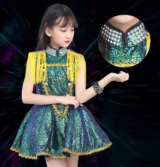 ワークライフバランスジャズダンス衣装 セットアップ スパンコール ダンス衣装 女の子 演出服 小学生 幼児園
