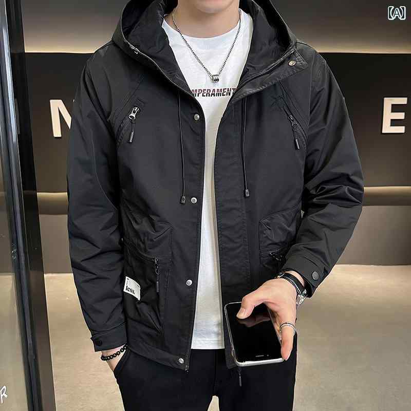 メンズ ファッション 春秋 ジャケット 防風 カジュアル フード ジャケット