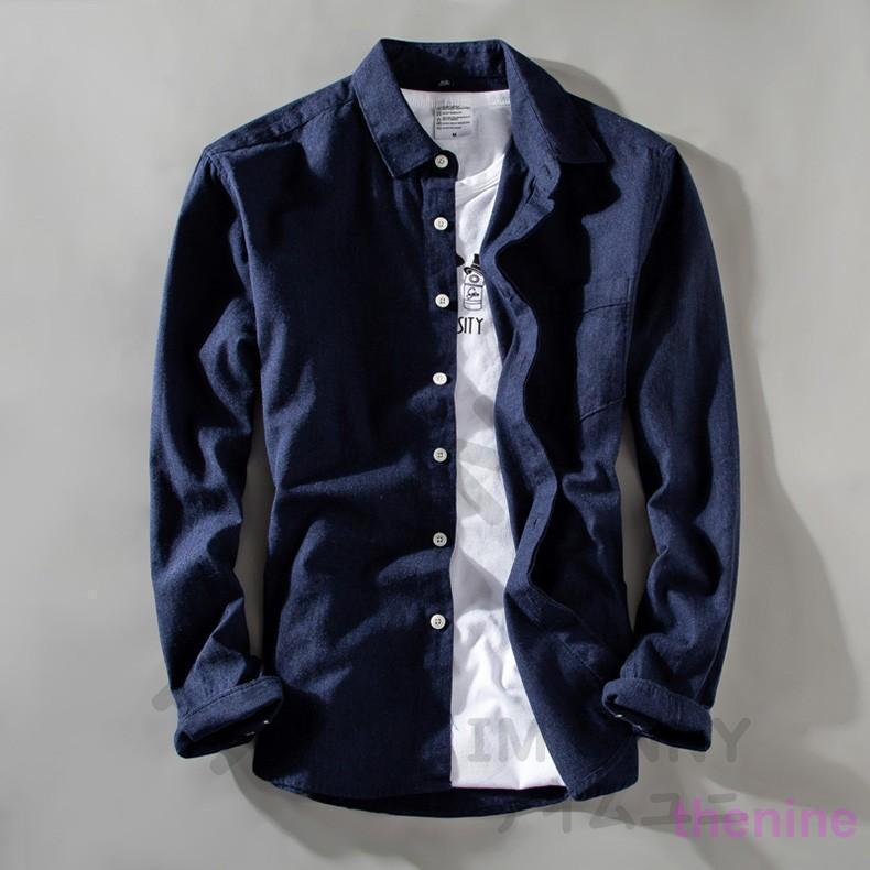 安い商品 今日だけ カジュアルシャツ メンズ 長袖 無地 綿100％ シンプル 柔らかい ポケット スリム 新作 シャツ トップス 秋 IM UNNY 3枚購入で350円OFF