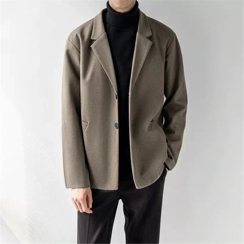 メンズ ツイード カジュアル ブレザーコート 秋冬 厚手 韓国ファッションショート丈 ラシャコート