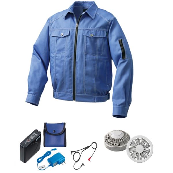 KU91960 空調服 綿/ポリ混紡 デニム調 FAN2200G/LISUPER1 ライトブルー L