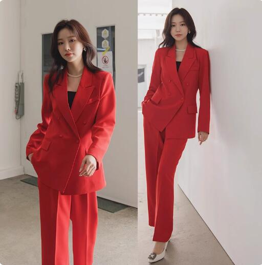 SNSで話題赤 レッド 上品 スーツ レディース セレモニースーツ 入学式 ママスーツ 卒業式 スーツ 洗えるスーツ レディース フォーマル セットアップ 通勤 OL ２点セット ゆったり 2ピース