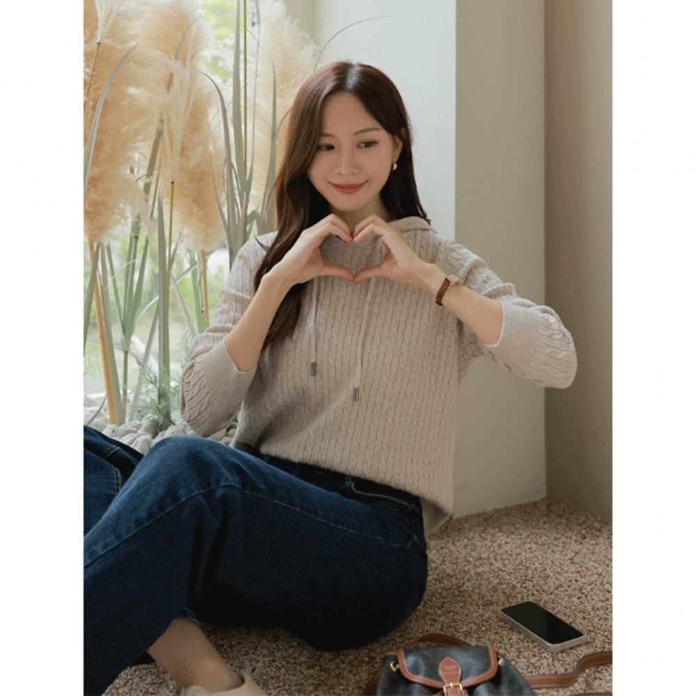 クリック＆ファニーサレットフード付きニット