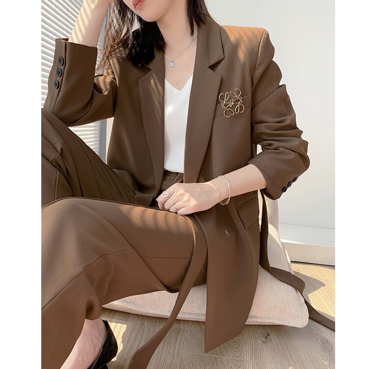 ボトムス パンツ ジャケット 上着 スーツ カジュアルスーツ 袖あり 長袖 襟付き ウエストマーク ウエストリボン フレンチスタイル パリスタイル 上下セット 2点セット お得 きれいめ シンプル