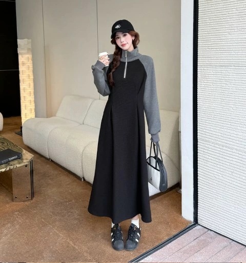 安い ロングワンピース 長袖 ゆったり シンプル お出かけ スポーティー カジュアル レディース【大きいサイズ レディース 春夏 結婚式 きれいめ タイト フォーマル 大人 チュニック one-pi