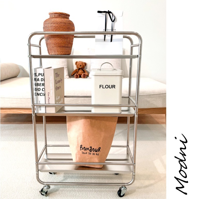 収納 マルチワゴン 移動式 3段 ステンレス 韓国インテリア