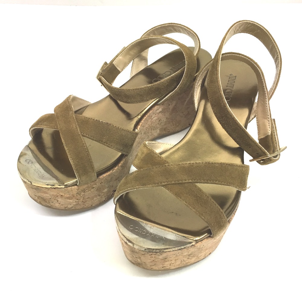 サンダル ウェッジソール PAPYRUS サンダル スエード ブラウン