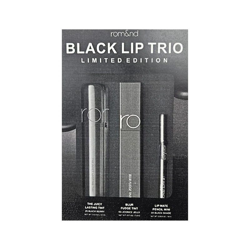 black lip trio ザジューシーラスティングティント 25 black berry ブラッファージティント 19 licorice jelly メイトペンシルミニ black shad