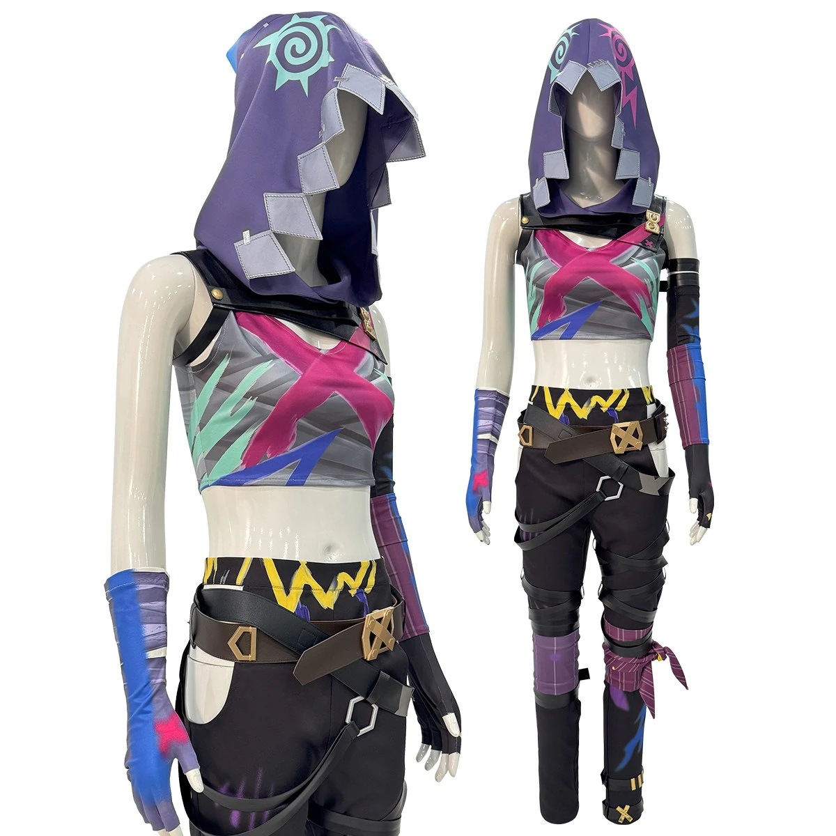 [2026 新作]HOLOUNCOSER アーケイン シーズン2 ジンクス グラフィティ コスプレ 衣装 PUレザー フルセット C服 仮装 ハロウィン アニメ