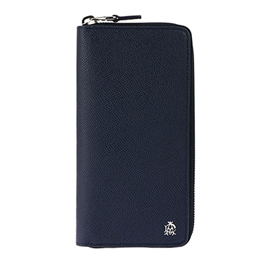 L2W218N CADOGAN カドガン ラウンドファスナー長財布型押レザー ネイビーシルバ