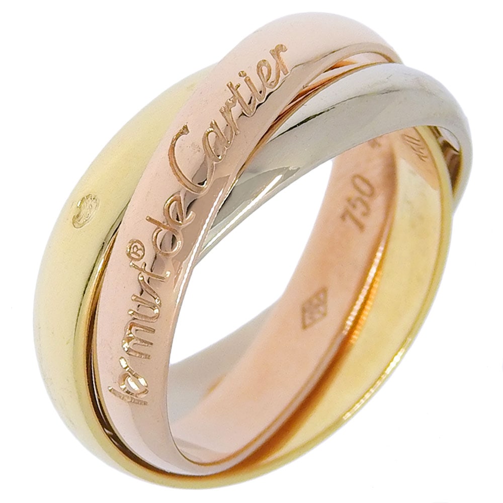 トリニティ リング・指輪 K18ゴールド（YG×PG×WG） 9号 約7g レディース 中古品 Aランク