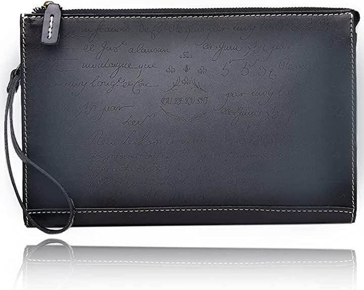 クラッチバッグ メンズ セカンドバッグ 本革 結婚式 イタリアンレザー カリグラフィー(プルシャンブルー)