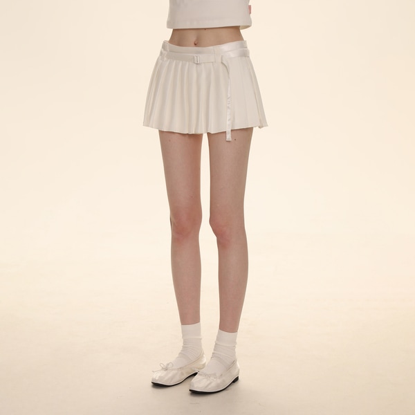 モロモロバレエ風スカート レディース 両面リボン ウエスト 夏 Aライン プリーツ ショートスカート 着痩せ 袴