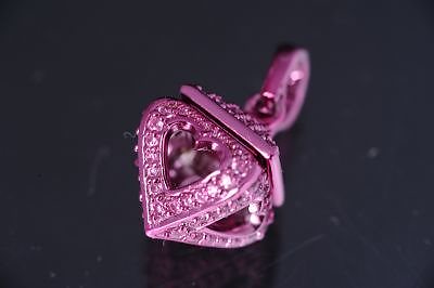 シャイニージュエりーボックス ピンクカラーサイドオープンハートラインキュービックジルコニアアレンジシルバーペンダントトップ (レディ－ス)