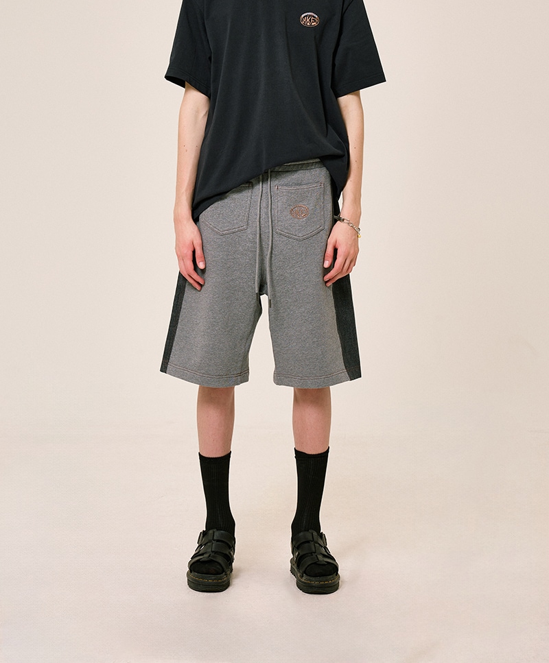 DENIM SWEAT SHORTS [DARK GRAY]