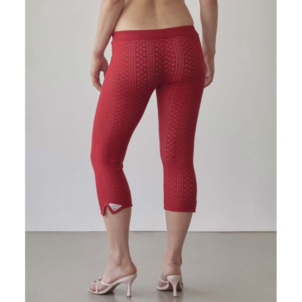 SCULPTOR アイレットニットカプリパンツレッド
