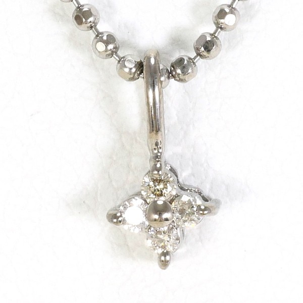 K18 18金 WG ホワイトゴールド ネックレス ダイヤ 0.05 約50cm ジュエリー 中古