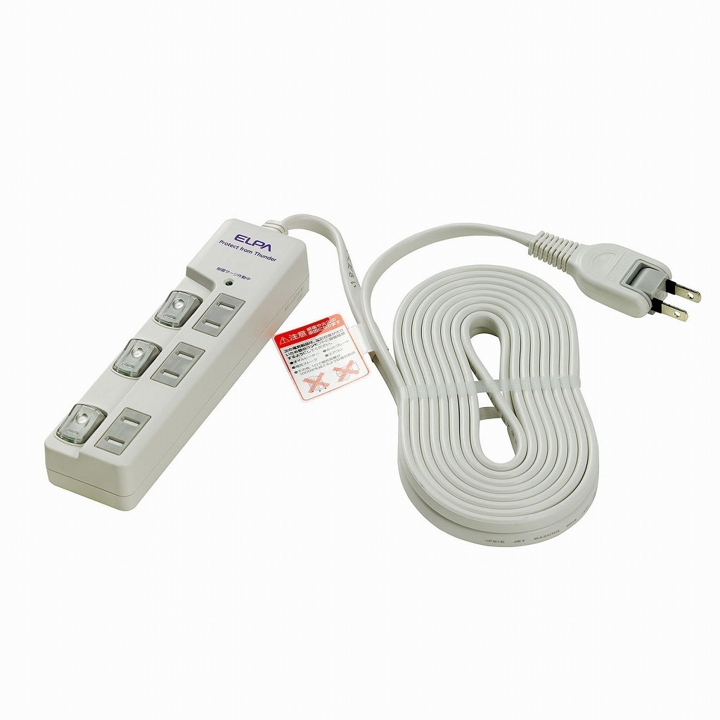 （まとめ買い）ＬＥＤランプスイッチ付タップ３Ｐ５ｍ WBS-LU305B（W） [x3]