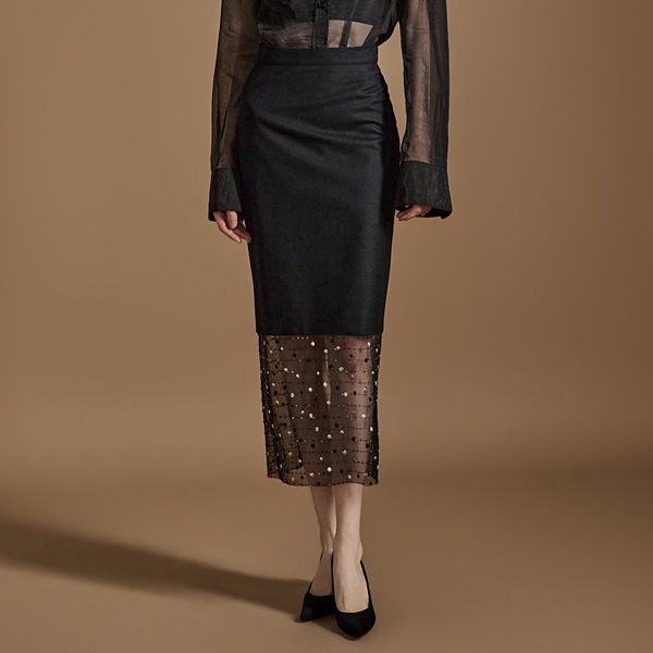 SK9175 シースルー ビーズ スカート