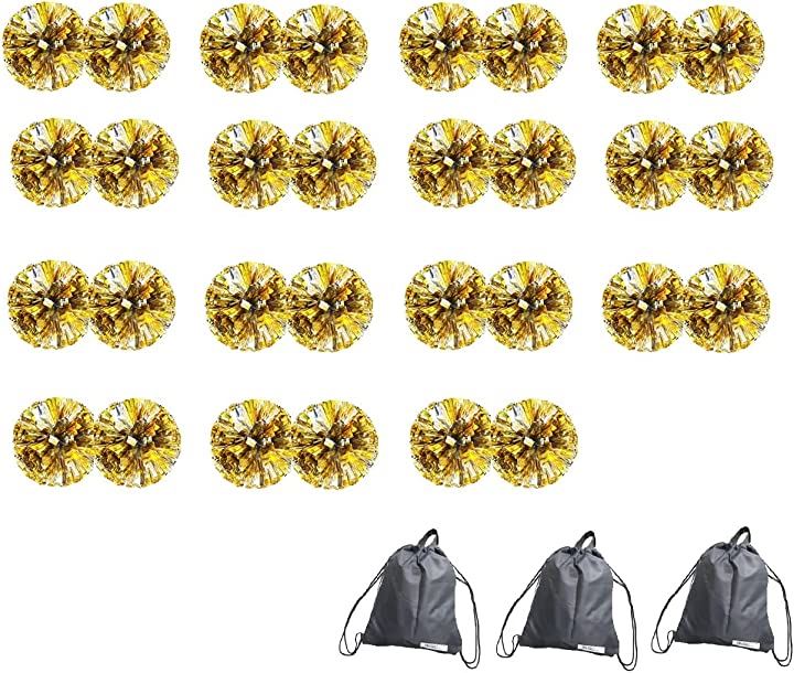 SWAANBELLE ポンポン チア ダンス チアリーダー キッズ 運動会 応援セット( ゴールド+シルバー30個)