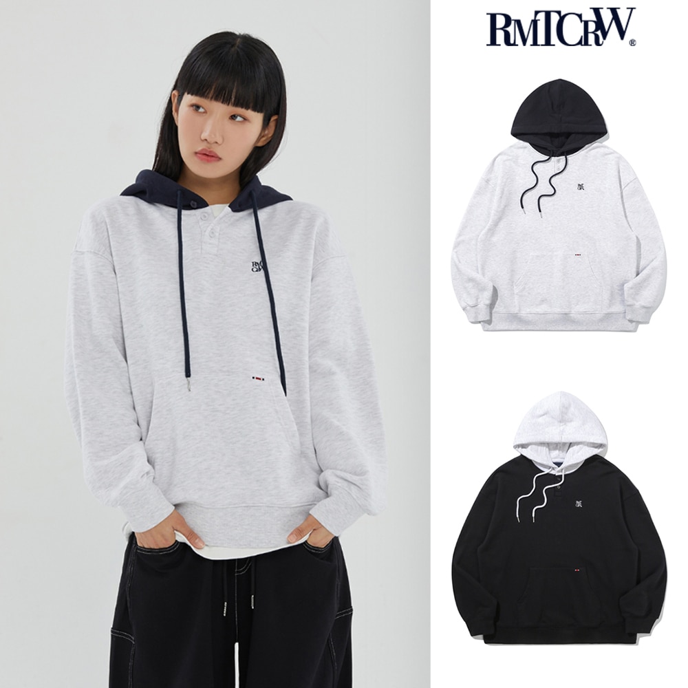 【ROMANTIC CROWN】 TWO TONE BUTTON HOODIE