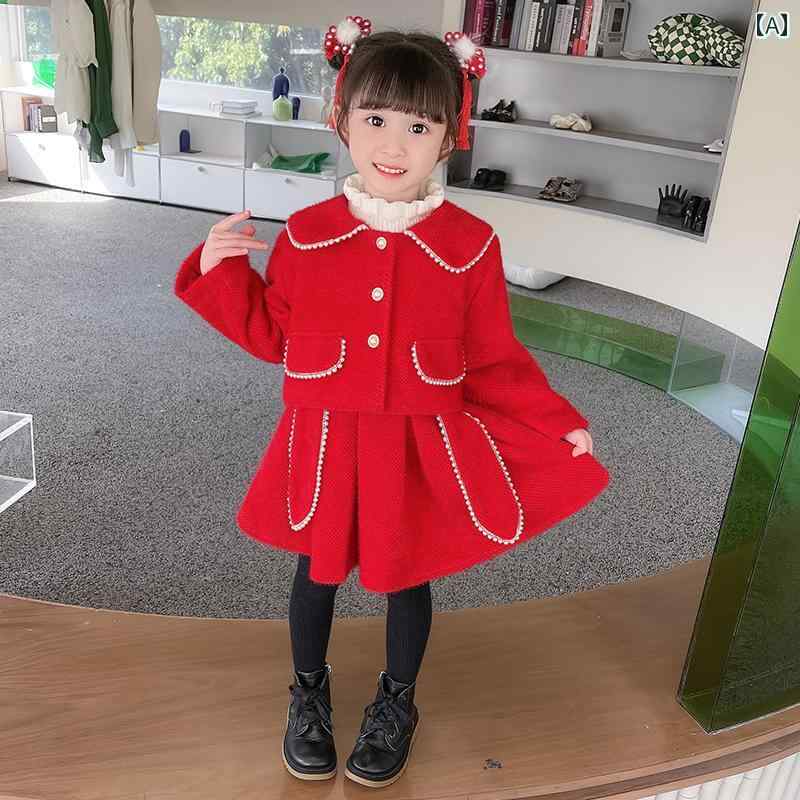 ドレス 女の子 ガール ガーリー 秋冬 ミニ ドレス ワンピース 起毛 厚手 レイヤード 子供 キッズ プリンセス セット パール クリスマス会 衣装 フレア スカート フリル 5,231円