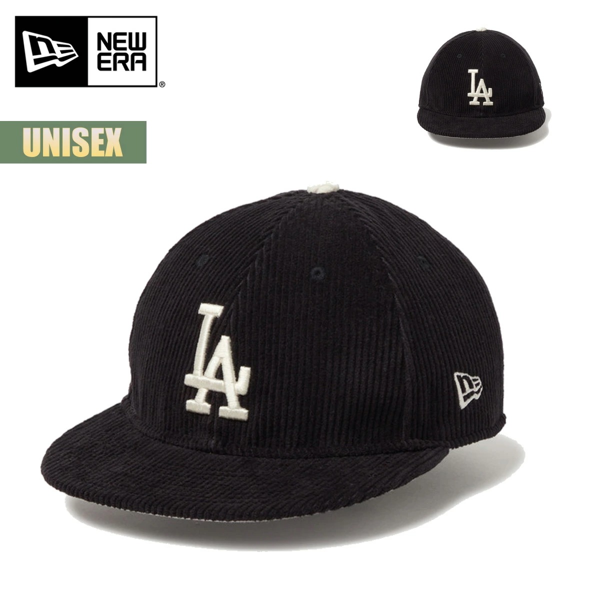 キャップ 帽子 RC 9FIFTY レザーストラップ Corduroy コーデュロイ ロサンゼルス・ドジャース ブラック ユニセックス Los Angeles Dodgers ロゴ サイズ調整