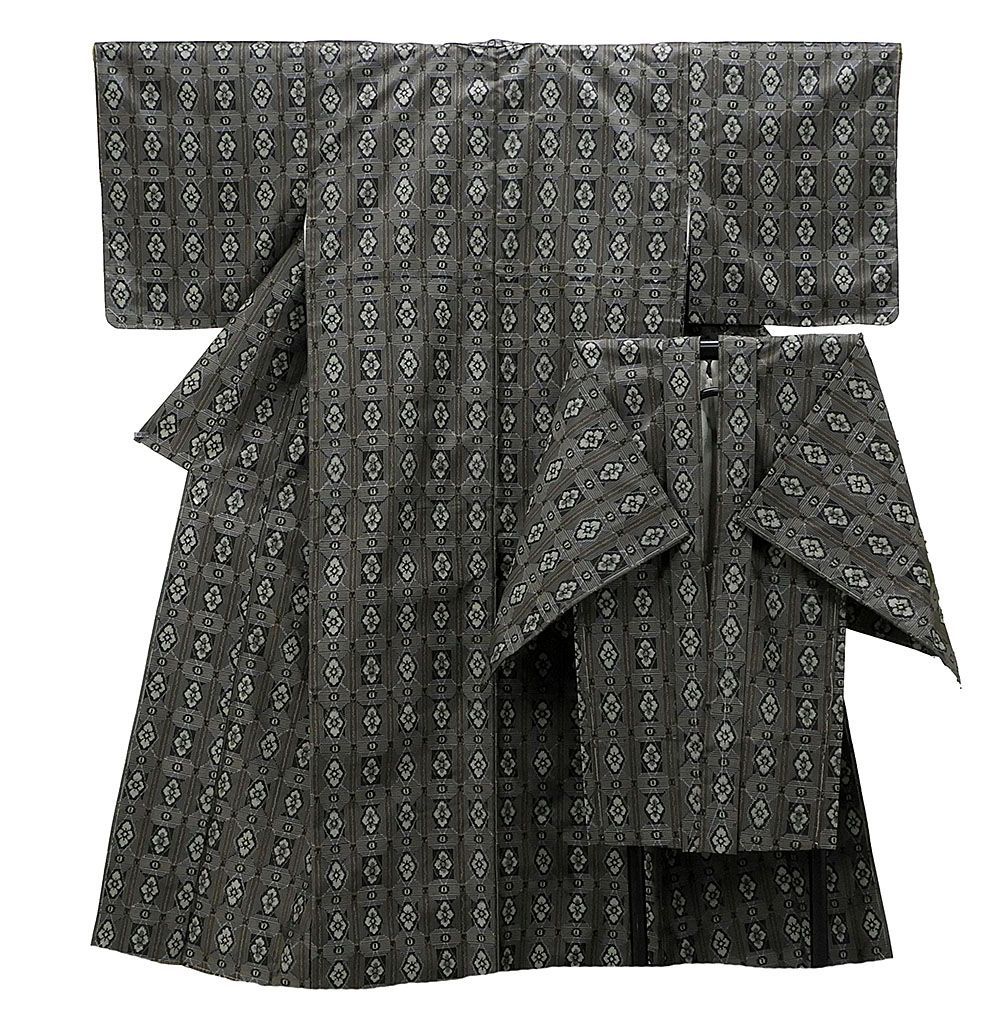 紬 正絹 花菱模様 身丈150.5cm 裄丈62.5cm 紬AS 羽織 リサイクル 中古